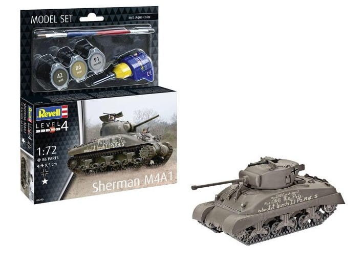 Revell US Sherman M4A1 Model Set Plastic Model Kit - 1:72 Scale - Phillips Hobbies