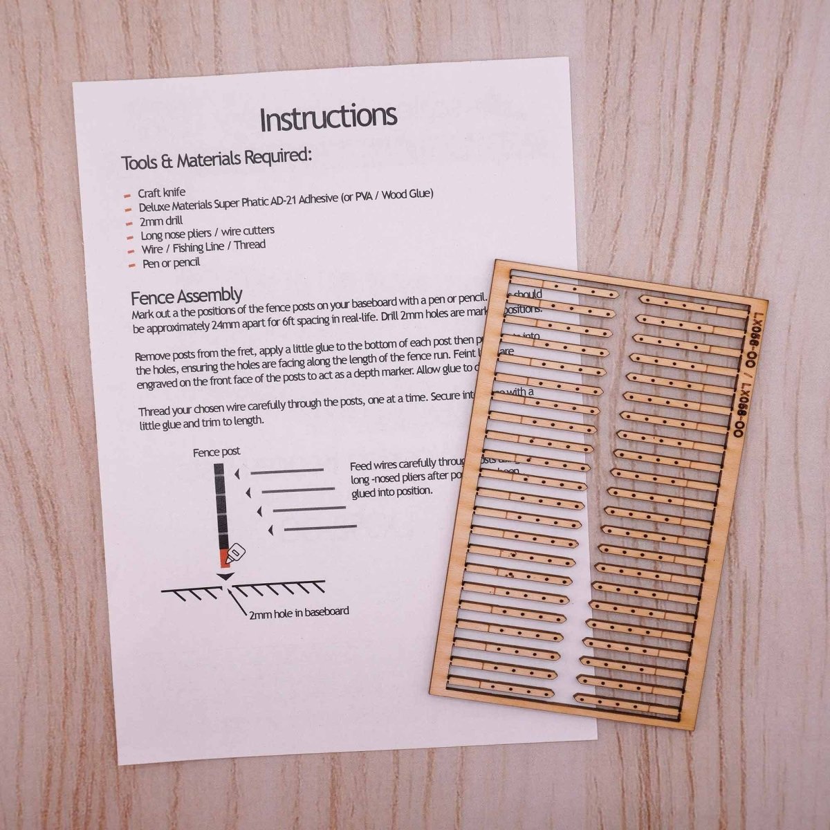 Scale Model Scenery 4ft Fence Posts (Pre - Drilled Holes) - OO/HO Gauge - Phillips Hobbies