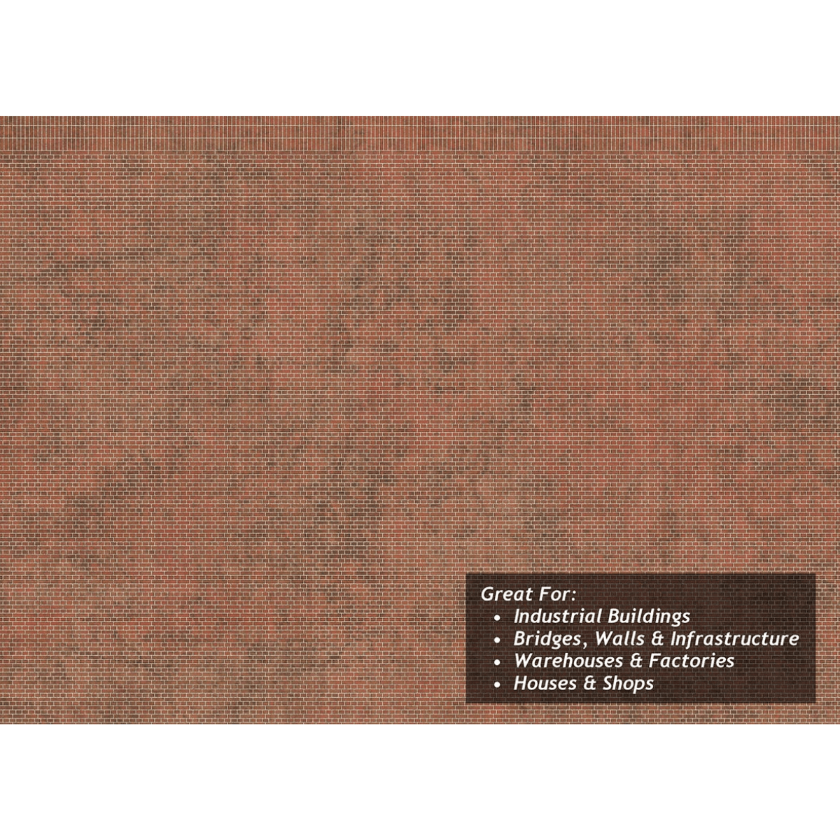 Scale Model Scenery English Bond Dirty Red Brick Texture Paper x5 - OO/HO Gauge - Phillips Hobbies