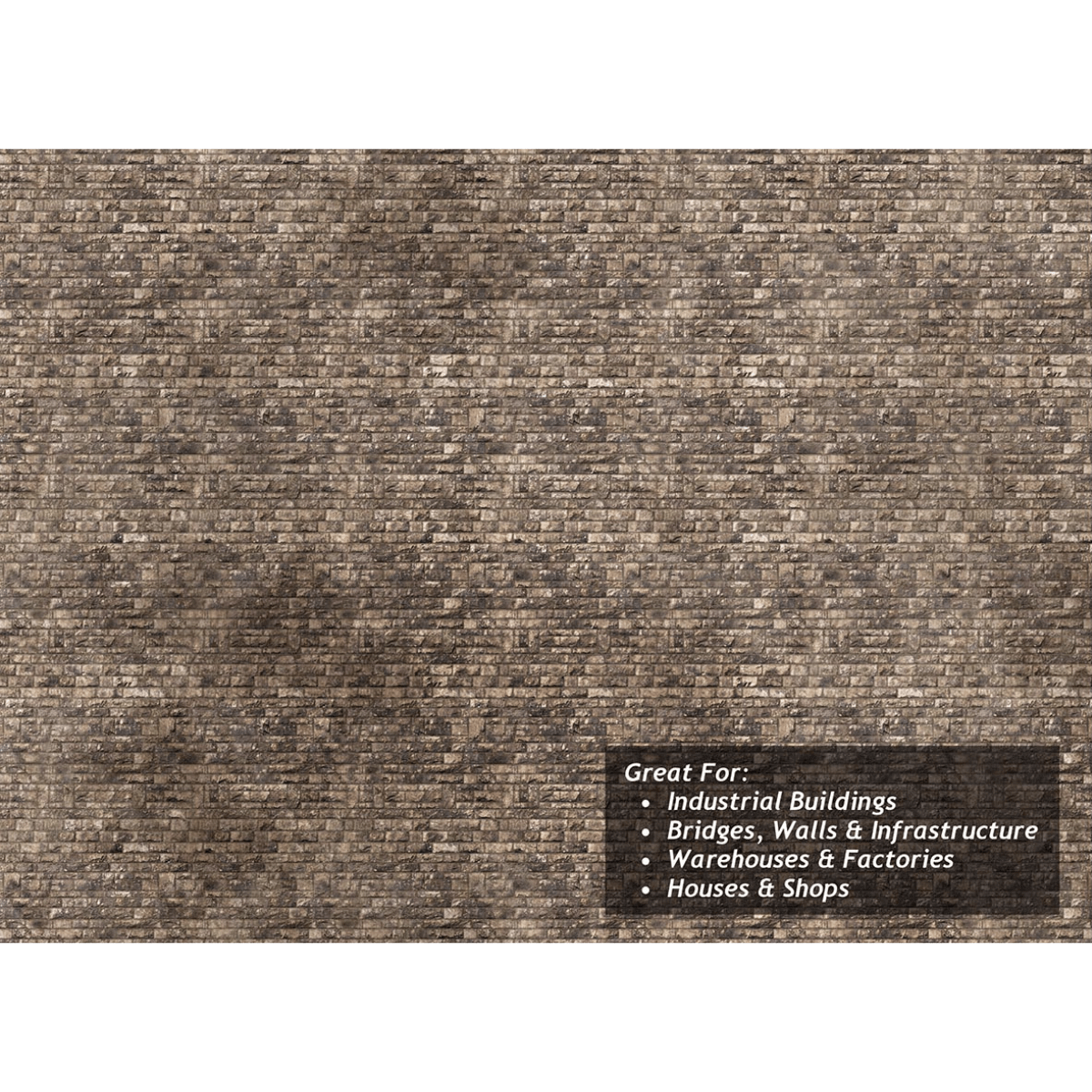 Scale Model Scenery Light Weathered Random Ashlar Brick Texture Paper x5 - OO/HO Gauge - Phillips Hobbies