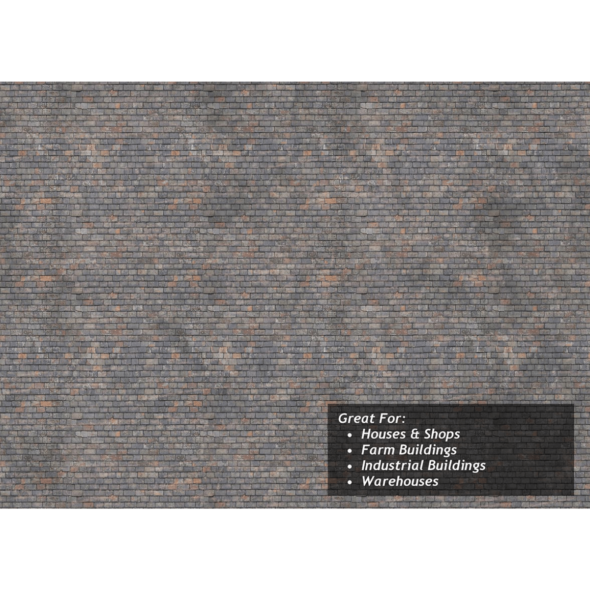 Scale Model Scenery Mixed Grey Roof Slates Texture Paper x5 - OO/HO Gauge - Phillips Hobbies