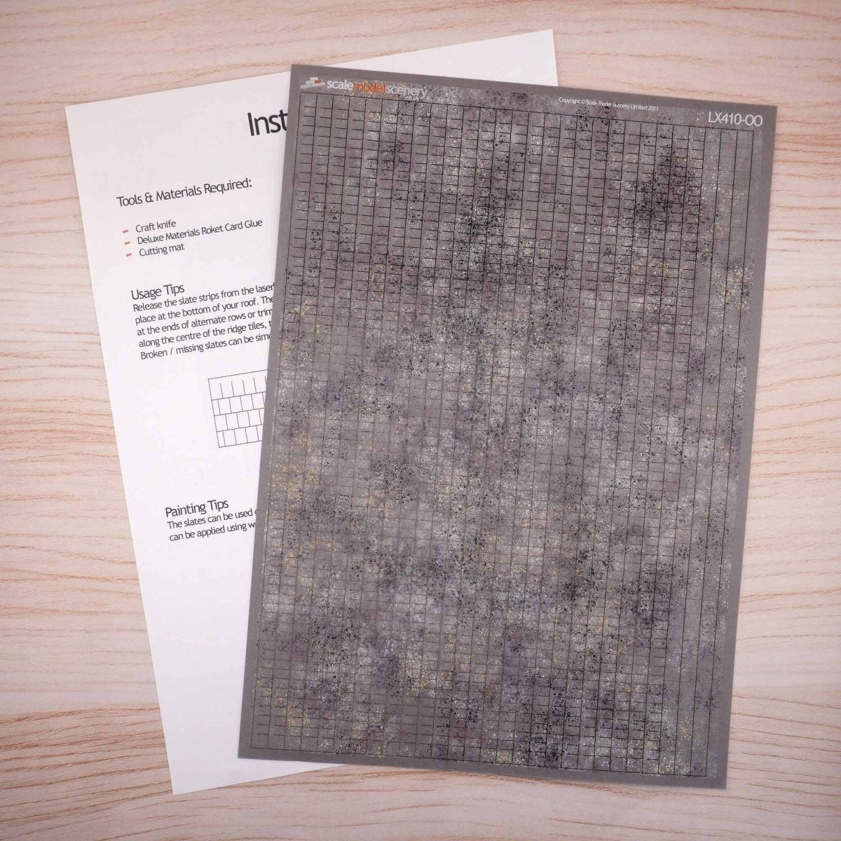 Scale Model Scenery Pre - Weathered Laser Cut Roof Slates - OO/HO Gauge - Phillips Hobbies