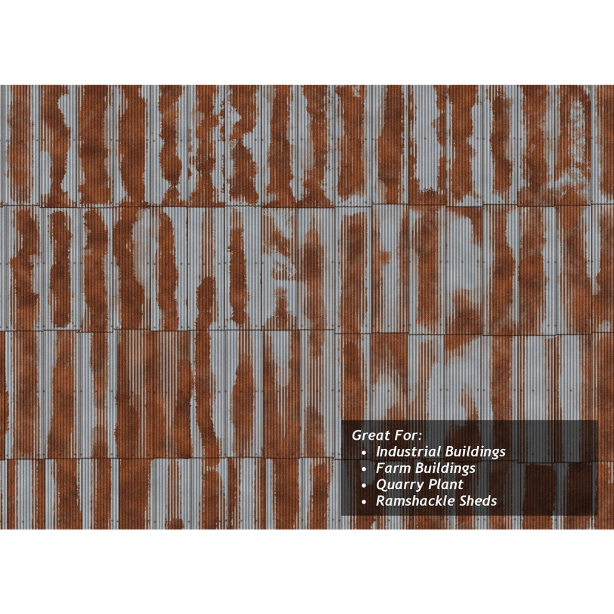 Scale Model Scenery Rusty Corrugated Iron Texture Paper x5 - OO/HO Gauge - Phillips Hobbies