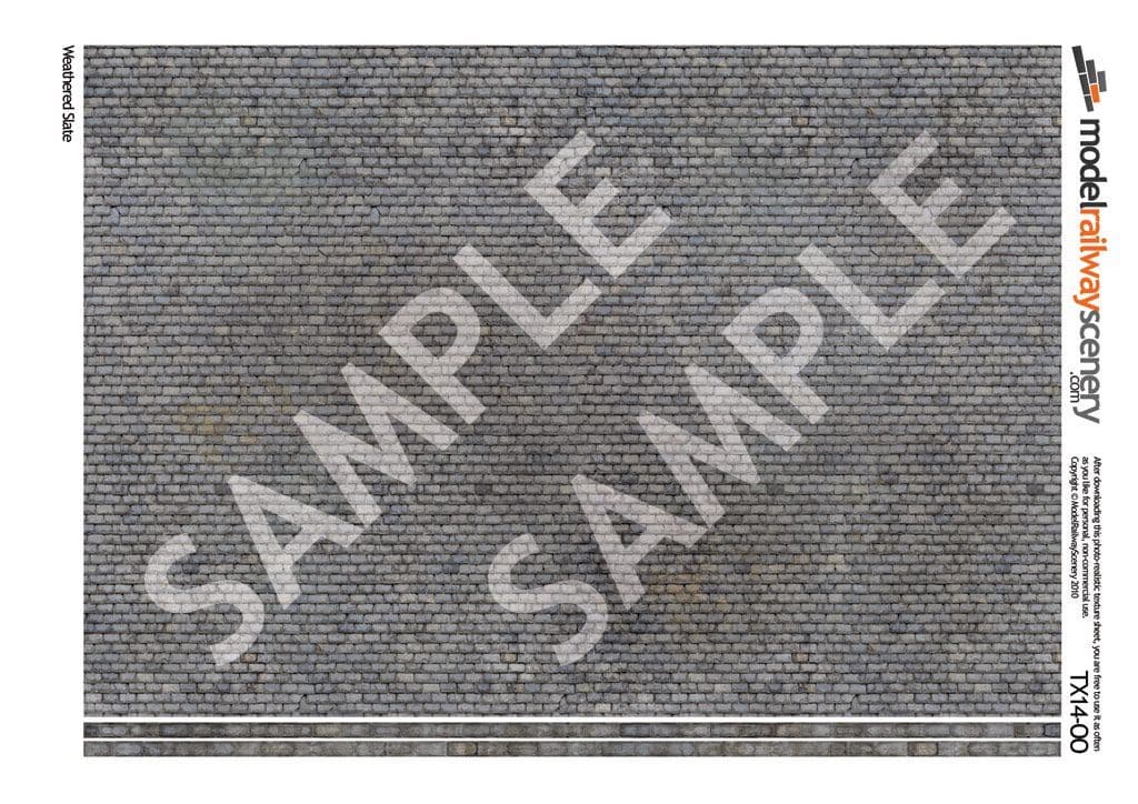 Scale Model Scenery Weathered Slate Roofing Texture Paper x5 - OO/HO Gauge - Phillips Hobbies