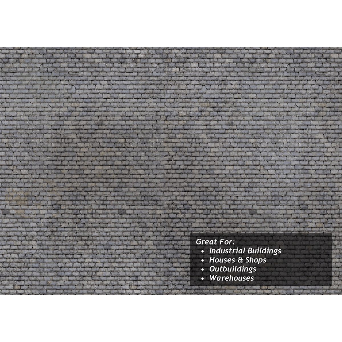 Scale Model Scenery Weathered Slate Roofing Texture Paper x5 - OO/HO Gauge - Phillips Hobbies