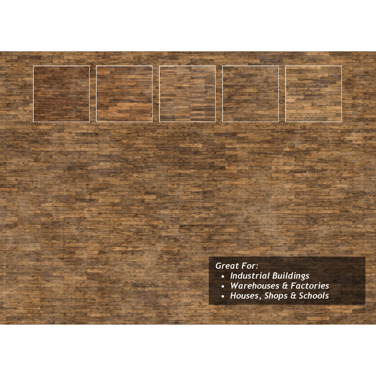 Scale Model Scenery Worn Wooden Flooring Texture Paper x5 - OO/HO Gauge - Phillips Hobbies