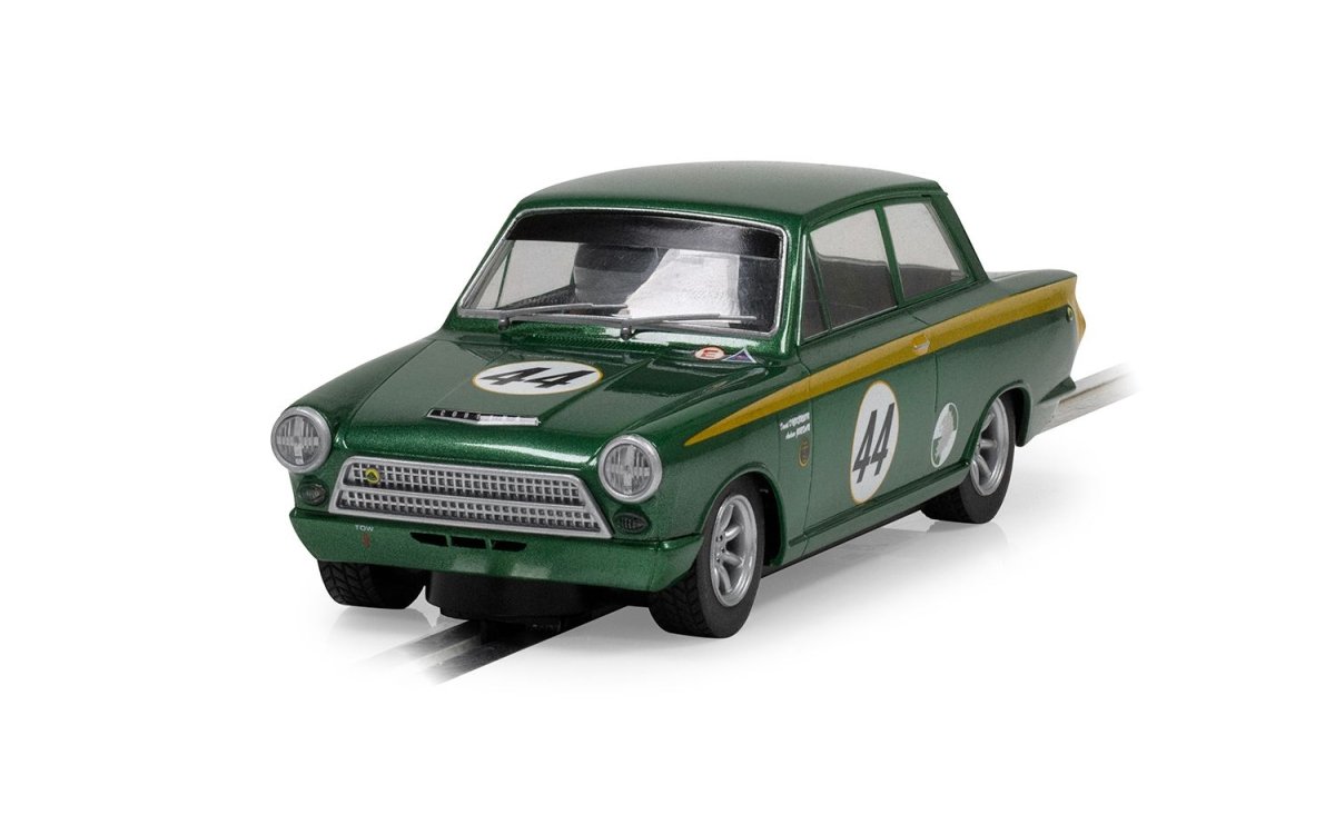 Scalextric C4540 Ford Lotus Cortina Goodwood 2023 Andrew Jordan & David Dickenson - 1:32 Scale Slot Car - Phillips Hobbies