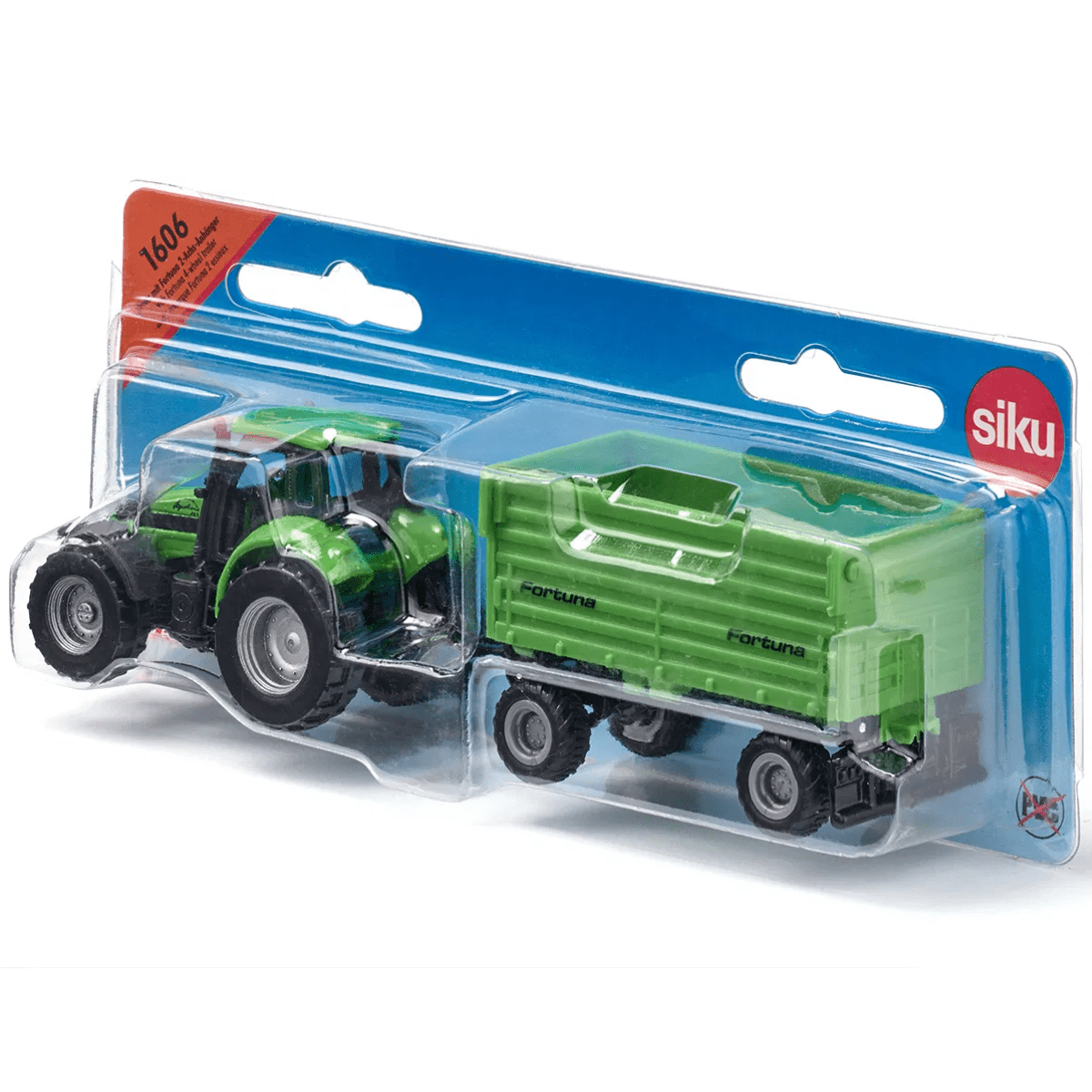 Siku 1606 Deutz - Fahr With Fortuna 4 Wheel Trailer Toy Model - Phillips Hobbies