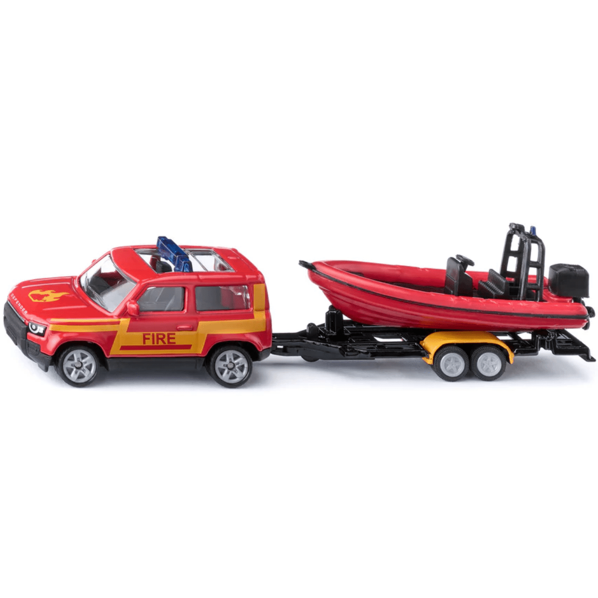 Siku 1608 Land Rover Defender With Boat Fire Service Toy Model - Phillips Hobbies