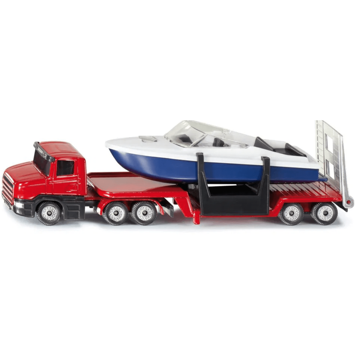 Siku Low Loader With Speed Boat - 1:87 Scale Toy Model - Phillips Hobbies