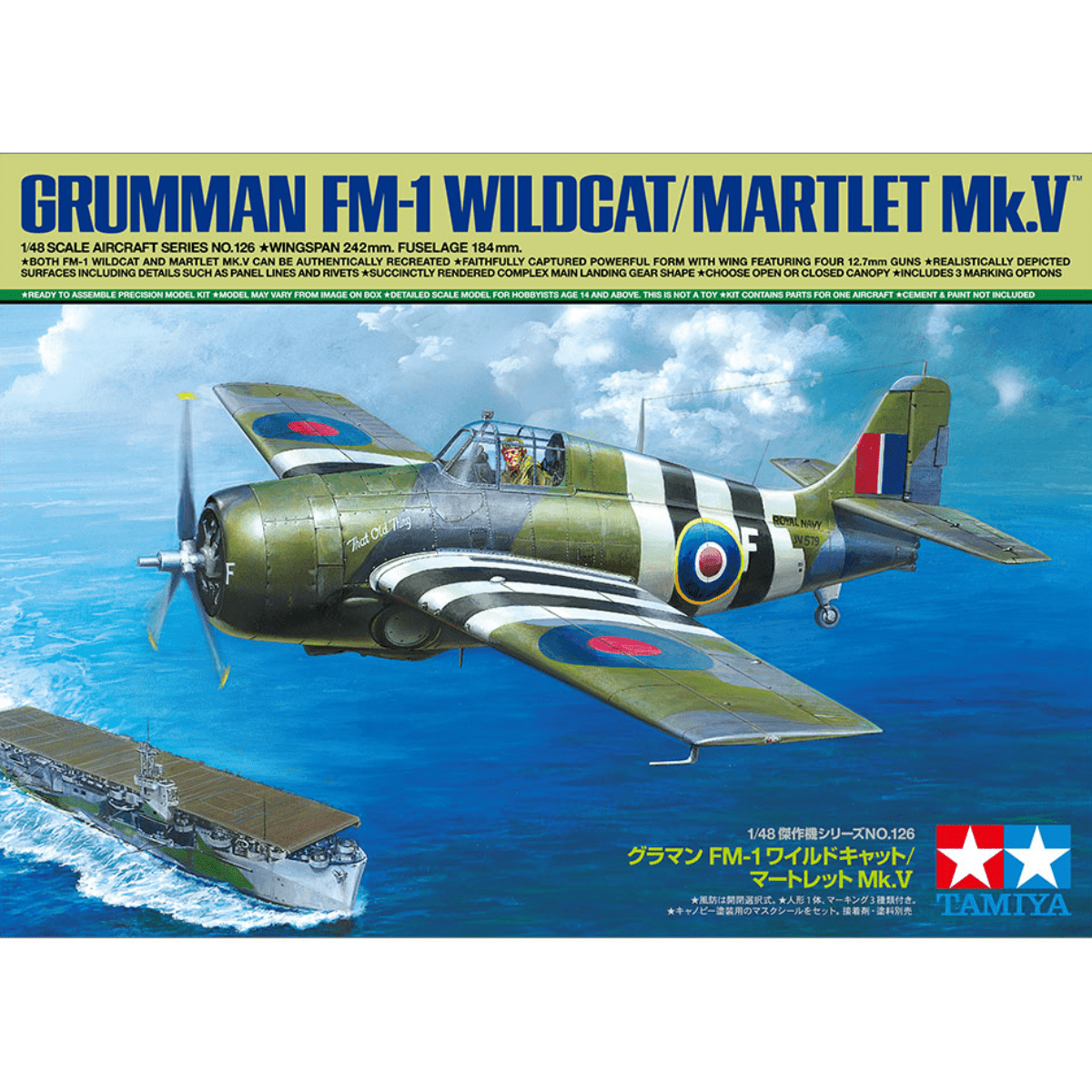 Tamiya 61126 FM - 1 Wildcat/Martlet Plastic Kit - 1:48 Scale - Phillips Hobbies