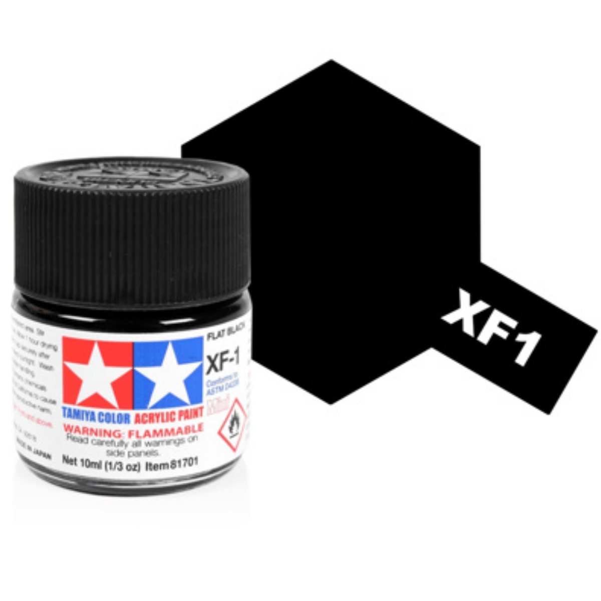 Tamiya Acrylic Mini XF - 1 Flat Black - Phillips Hobbies