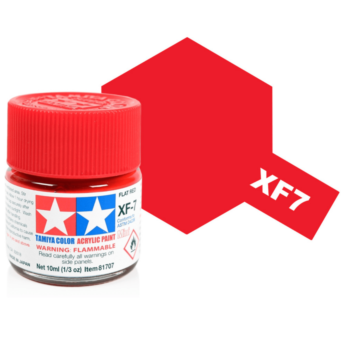 Tamiya Acrylic Mini XF - 7 Flat Red - Phillips Hobbies