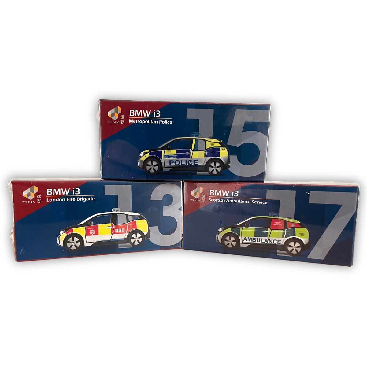 Tiny Models BMW i3 Emergency Services Bundle - 1:64 Scale - Phillips Hobbies