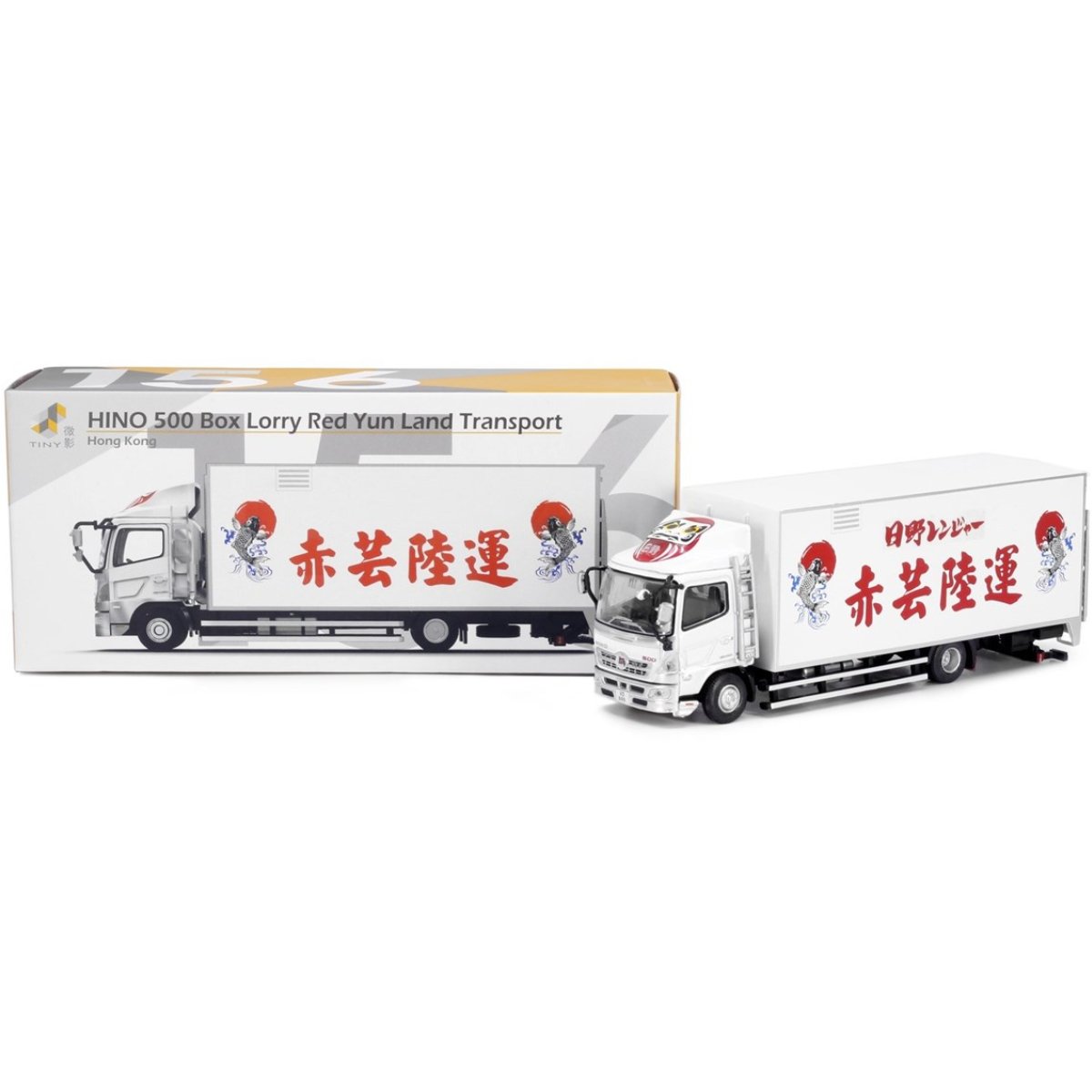 Tiny Models Hino 500 Box Lorry - Red Yun Land Transport (1:76 Scale) - Phillips Hobbies