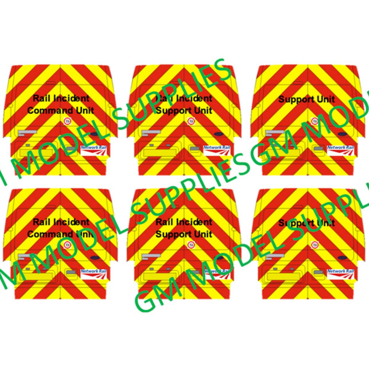 Transit SWB Conversion Kit - Network Rail Rear Chevrons (1:76 Scale Decals) - Phillips Hobbies