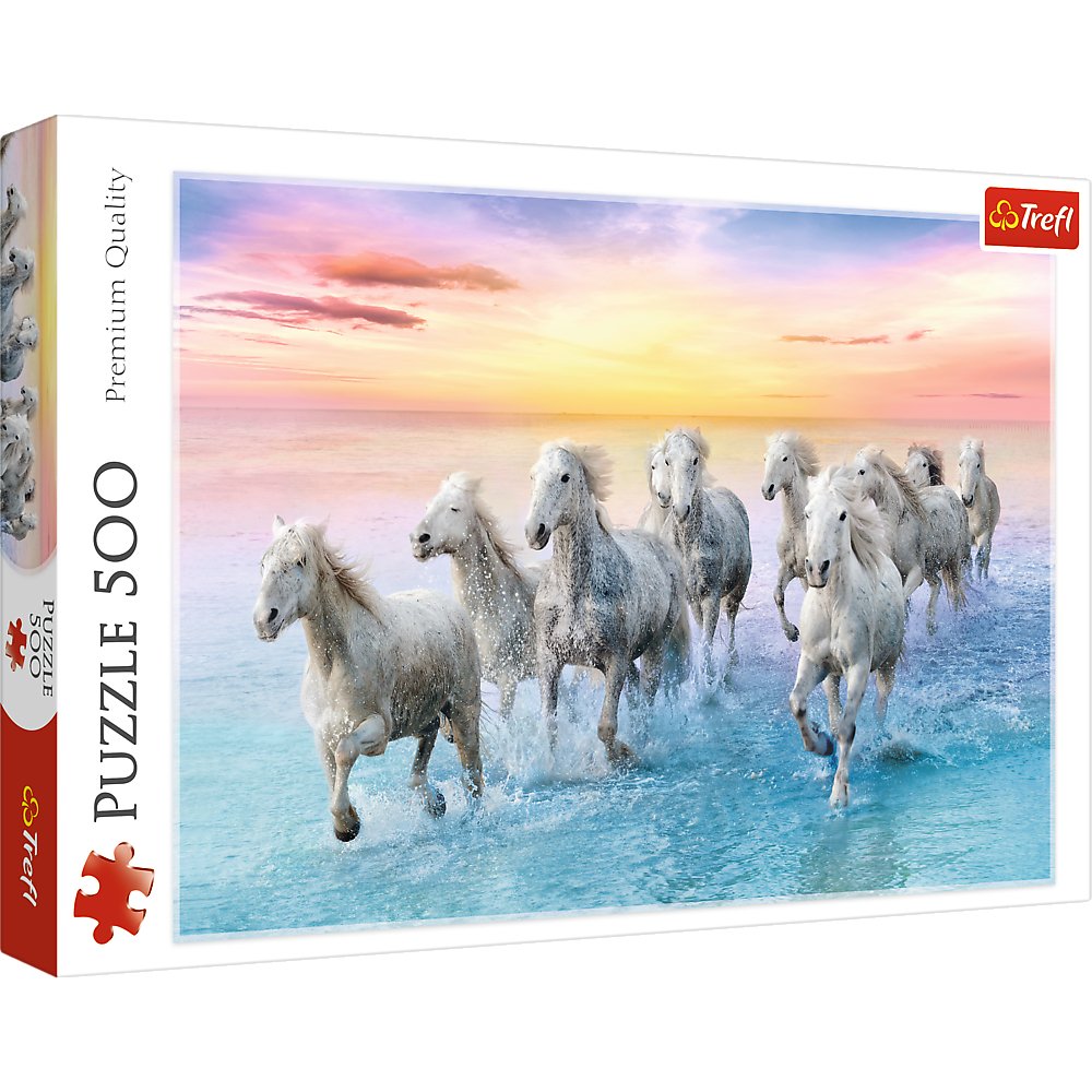 Trefl White Galloping Horses Jigsaw Puzzle (500 Pieces) - Phillips Hobbies