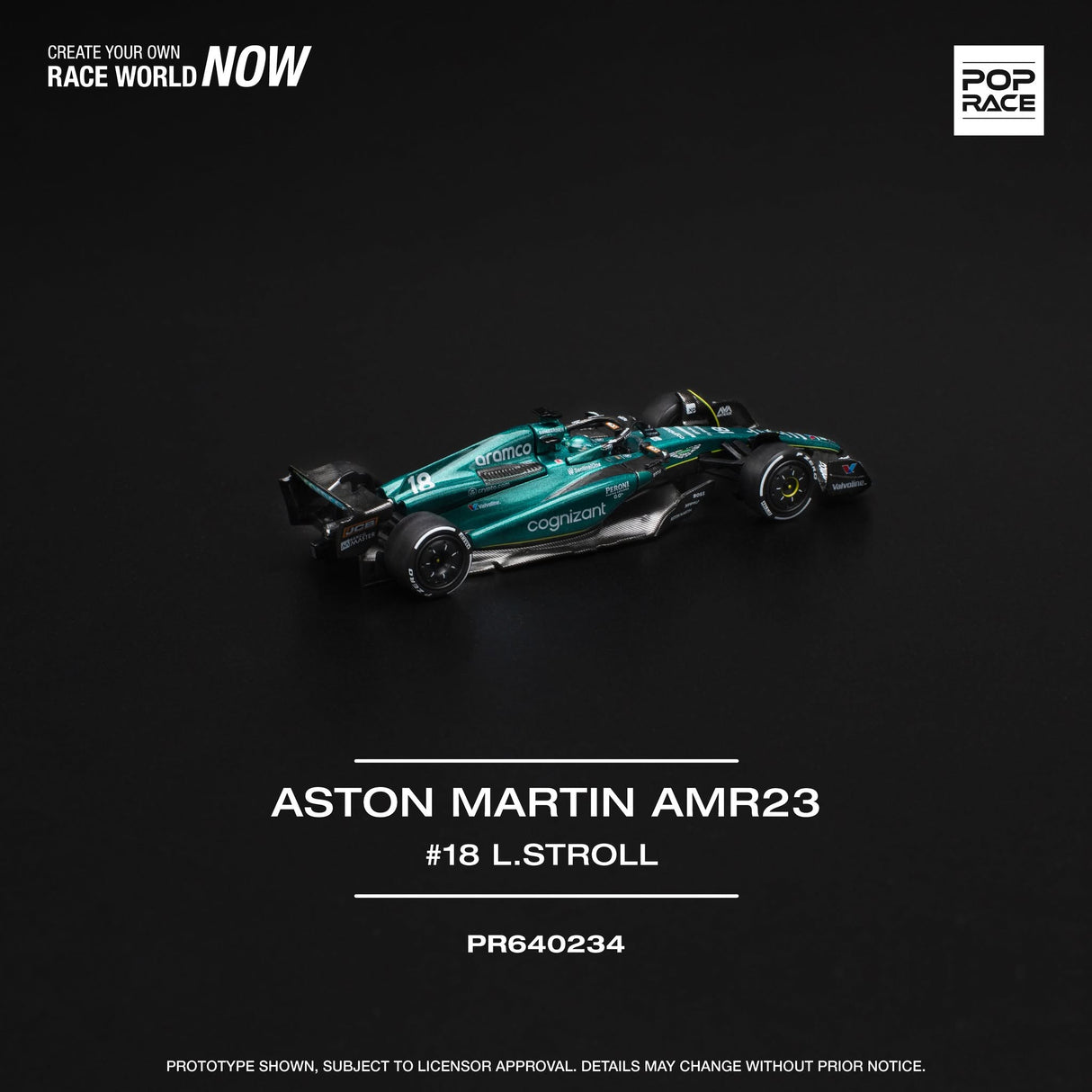 Pop Race Aston Martin Aramco AMR23 #18 - 1:64 Scale