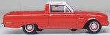 Oxford Diecast 87FA60001 1960 Ford Falcon Ranchero Monte Carlo Red/Corinthian White - 1:87 Scale
