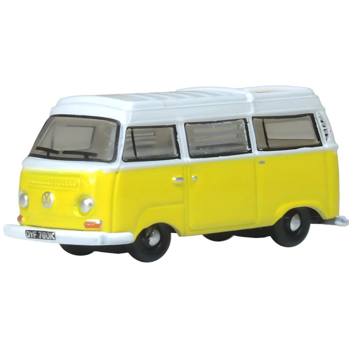 Oxford Diecast NVW016 VW T2 Bay Window Camper Saturn Yellow/White - 1:148 Scale