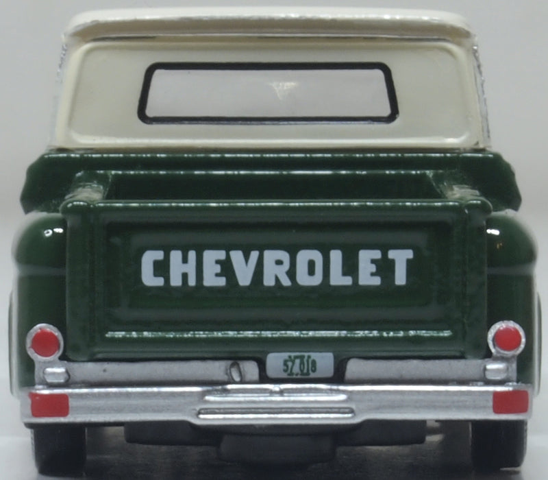 Oxford Diecast 87CP65008 1965 Chevrolet Stepside Pickup Dark Green/Ivory - 1:87 Scale