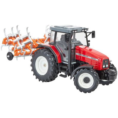 Britains 43335 Massey Ferguson 6290 Tractor Playset (With Fold Up Cultivator) - 1:32 Scale