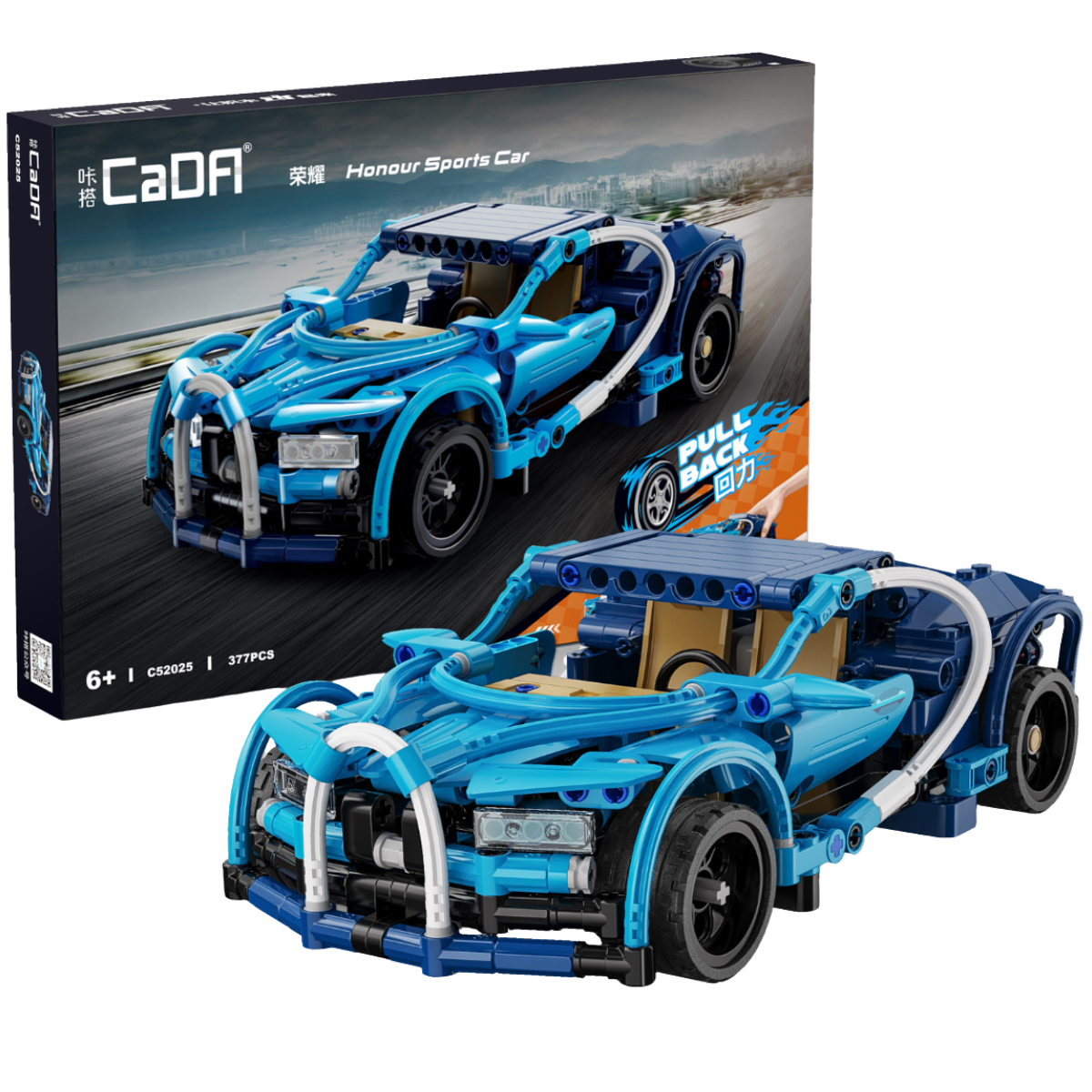 CaDA Bricks Honour Pull-Back Sports Car 377pcs - 1:18 Scale