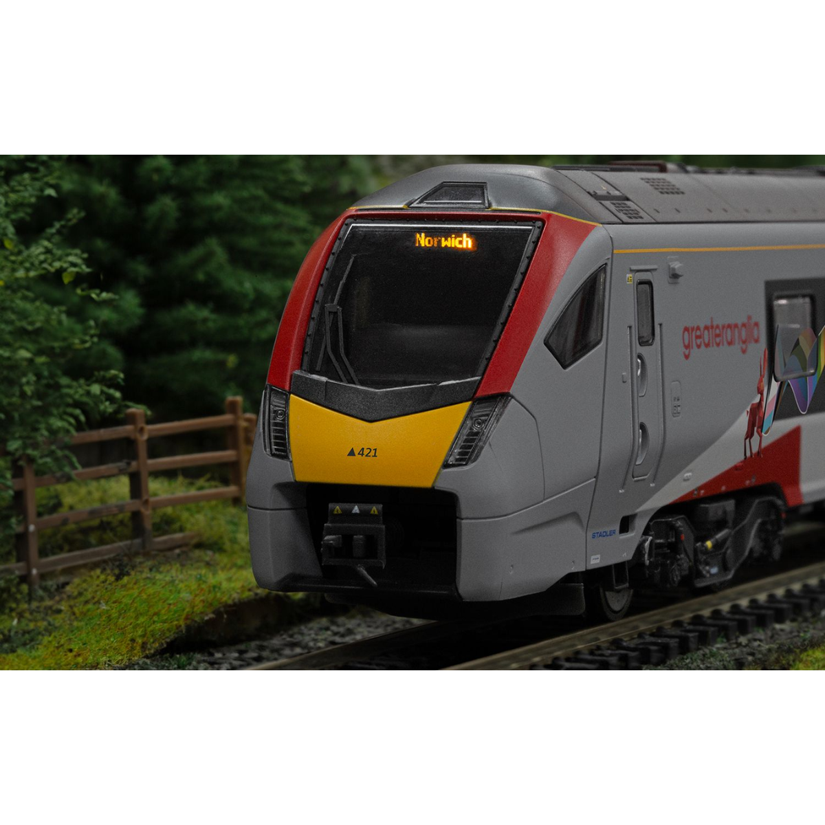 Hornby R30446 Greater Anglia Class 755/4 'FLIRT' - 4 Car Train Pack (Pride Livery) - OO Gauge