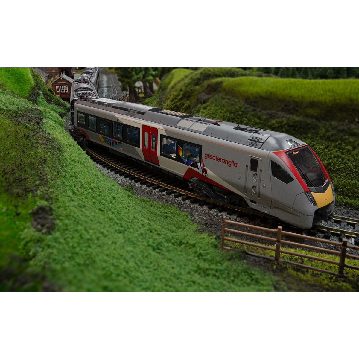 Hornby R30446 Greater Anglia Class 755/4 'FLIRT' - 4 Car Train Pack (Pride Livery) - OO Gauge