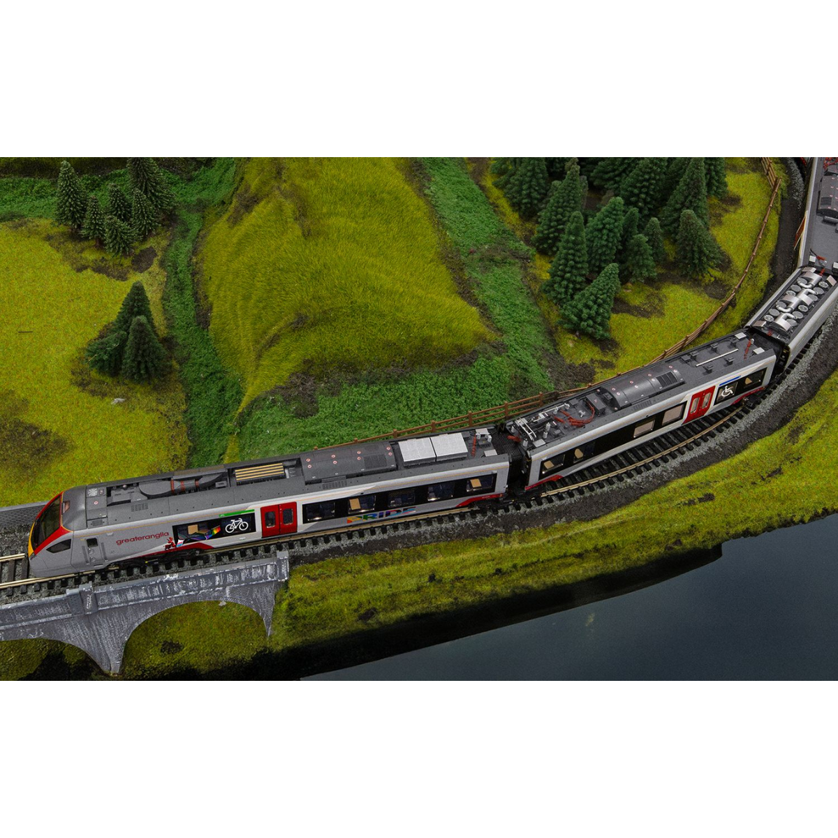 Hornby R30446 Greater Anglia Class 755/4 'FLIRT' - 4 Car Train Pack (Pride Livery) - OO Gauge