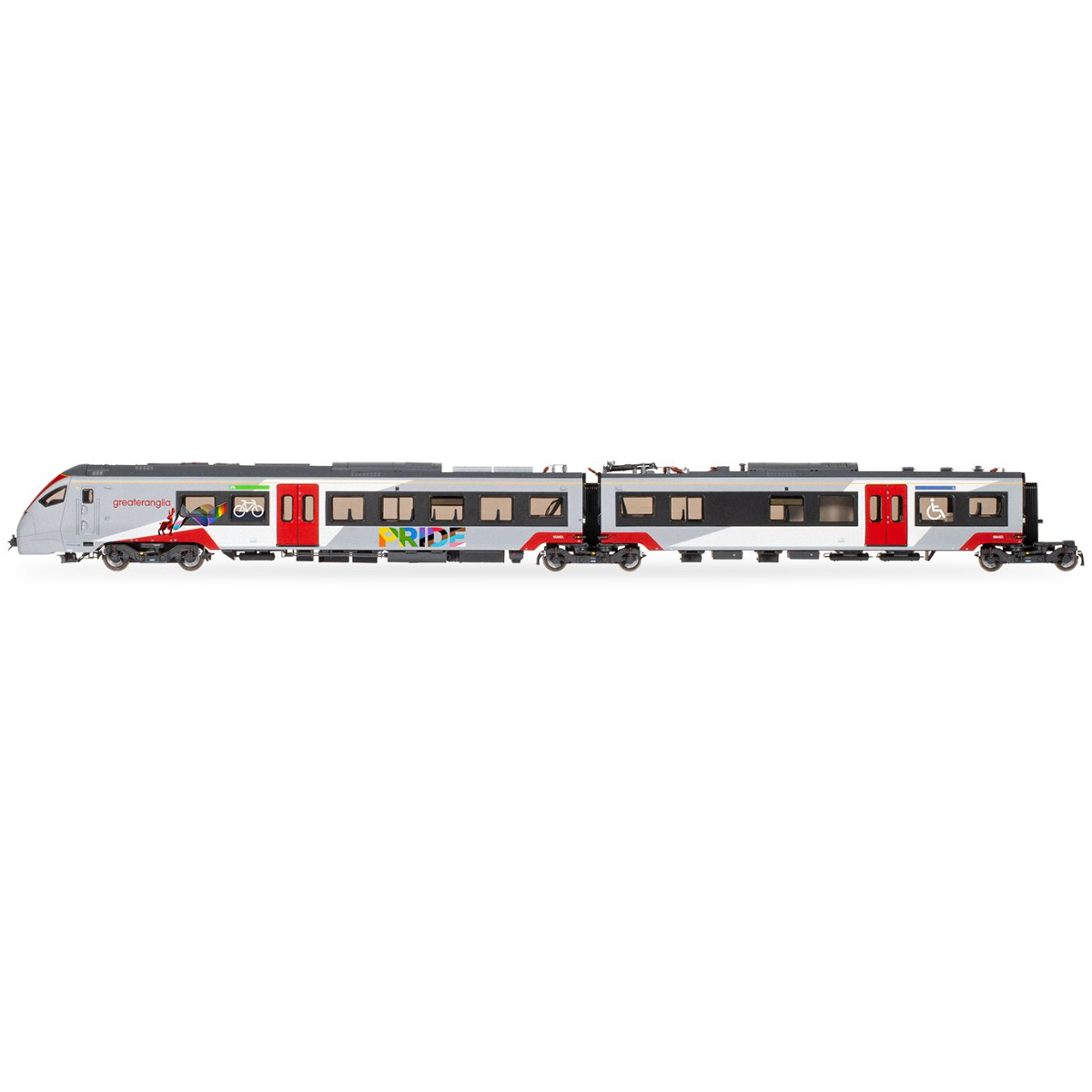 Hornby R30446 Greater Anglia Class 755/4 'FLIRT' - 4 Car Train Pack (Pride Livery) - OO Gauge