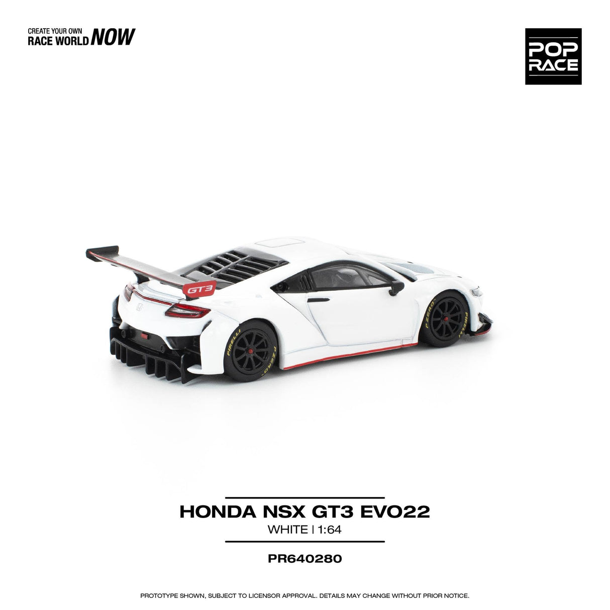 Pop Race Honda NSX GT3 EVO22 White - 1:64 Scale
