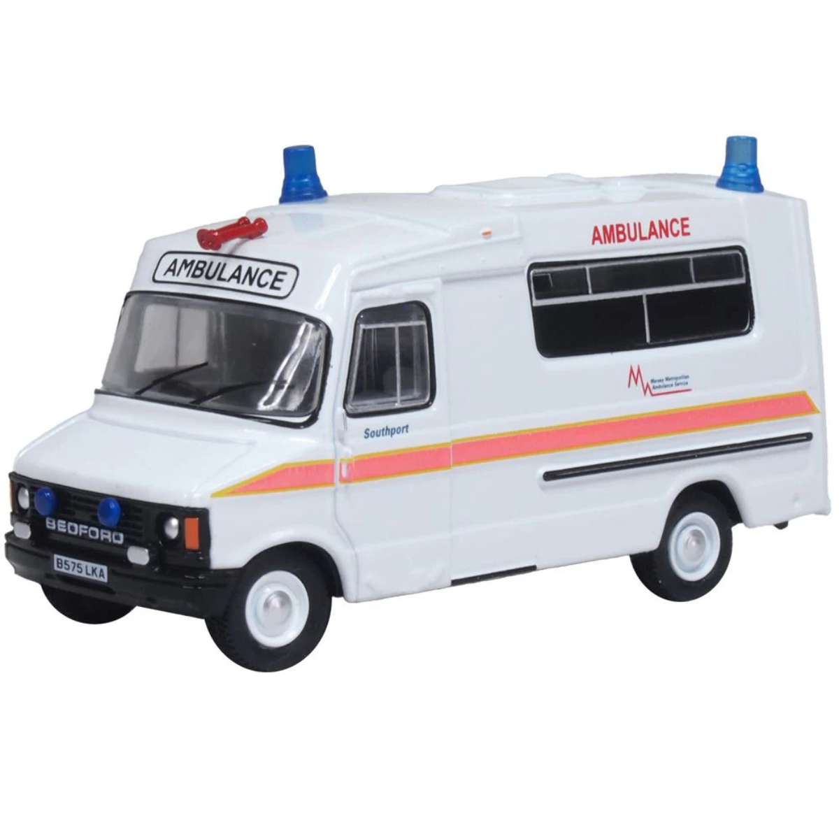 Oxford Diecast Bedford CF Hanlon Ambulance Merseyside Ambulance Service - 1:76 Scale
