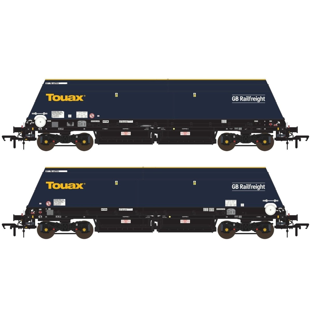 Accurascale Cutdown HYA Blue/Black with Touax/GB Railfreight Branding (Pack 3) - OO Gauge - Phillips Hobbies