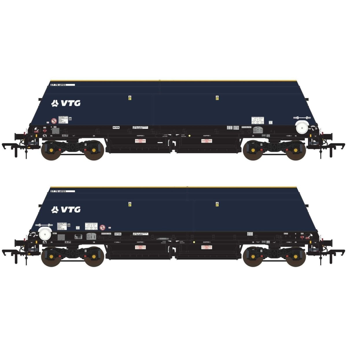 Accurascale Cutdown HYA ex - Biomass Blue/Black with VTG Branding (Pack 3) - OO Gauge - Phillips Hobbies