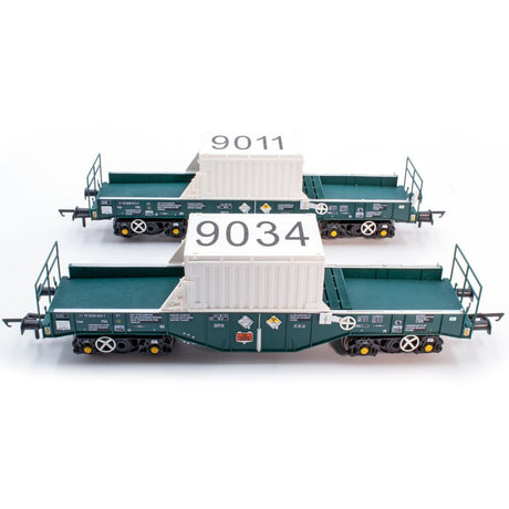 Accurascale FNA-D ‘New Generation’ Nuclear Flask Carrier Teal Twin Pack D - OO Gauge - Phillips Hobbies