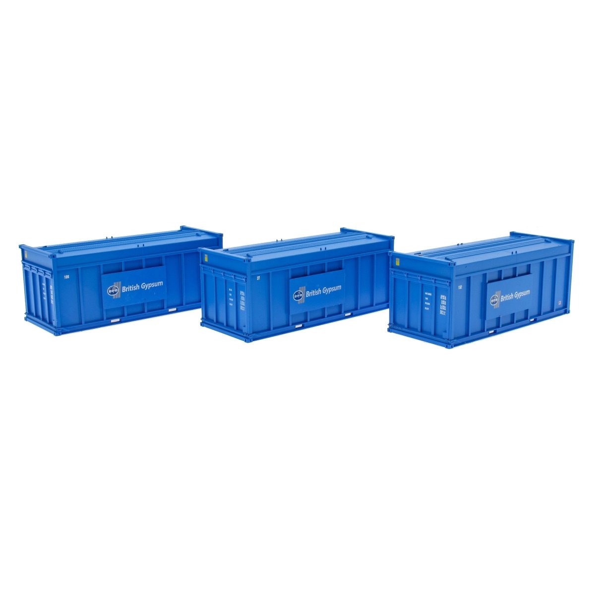 Accurascale Pack of 3 Gypsum 20' Containers - Blue Containers - Phillips Hobbies