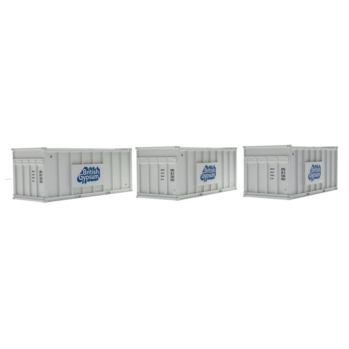 Accurascale Pack of 3 Gypsum 20' Containers - White Containers - Phillips Hobbies