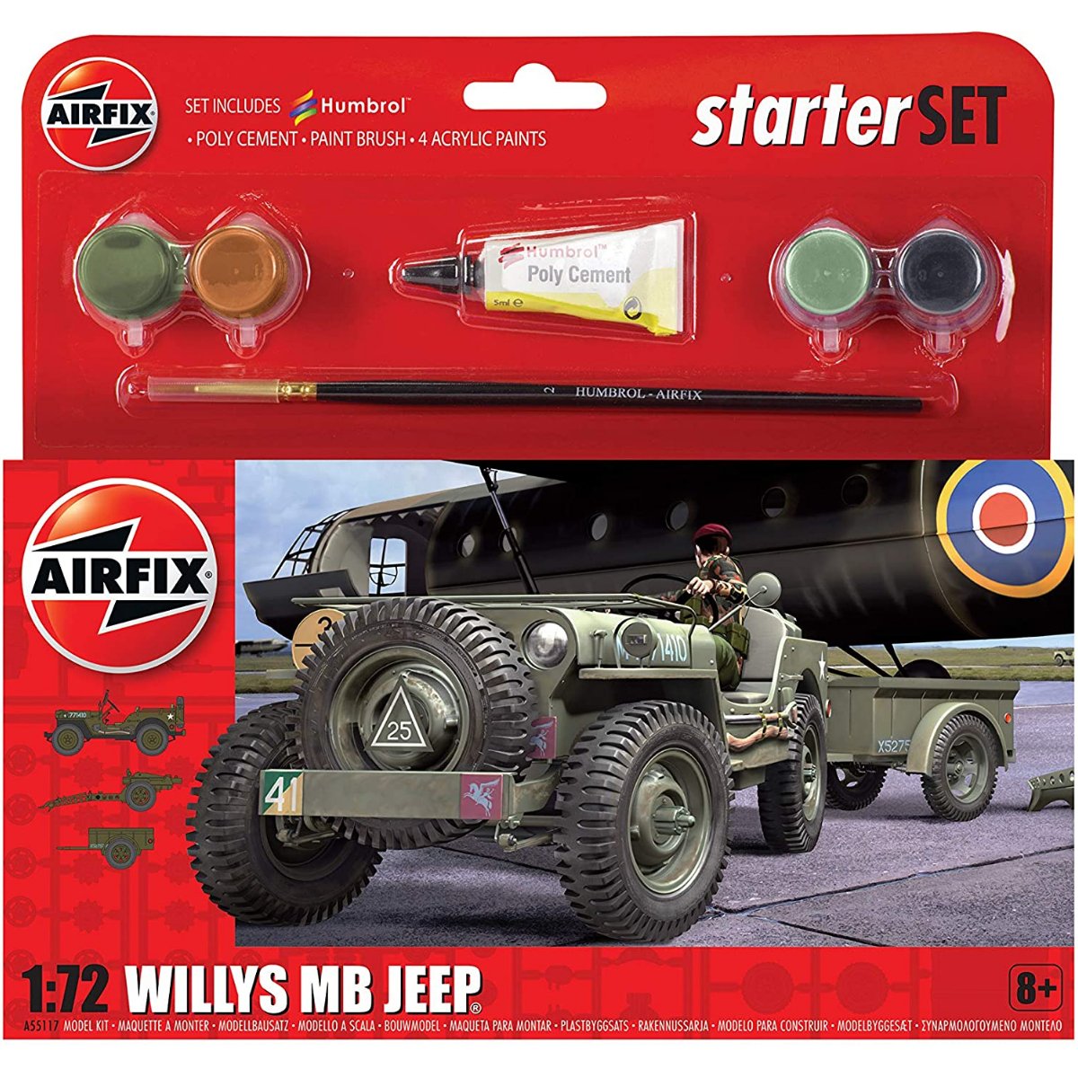 Airfix A55117 Small Starter Set Willys MB Jeep 1:72 - Phillips Hobbies