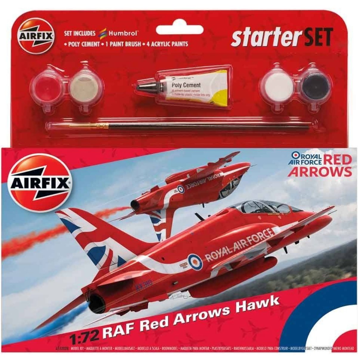 Airfix A55202C Medium Starter Set - RAF Red Arrows Hawk 1:72 - Phillips Hobbies