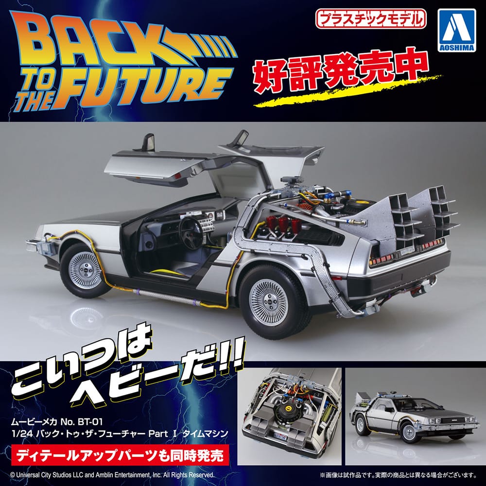 Aoshima 06436 Time Machine Delorean Back To The Future - 1:24 Scale Plastic Kit - Phillips Hobbies