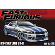 Aoshima 06795 Fast & Furious R34 Skyline GT - R Plastic Kit - 1:24 Scale - Phillips Hobbies