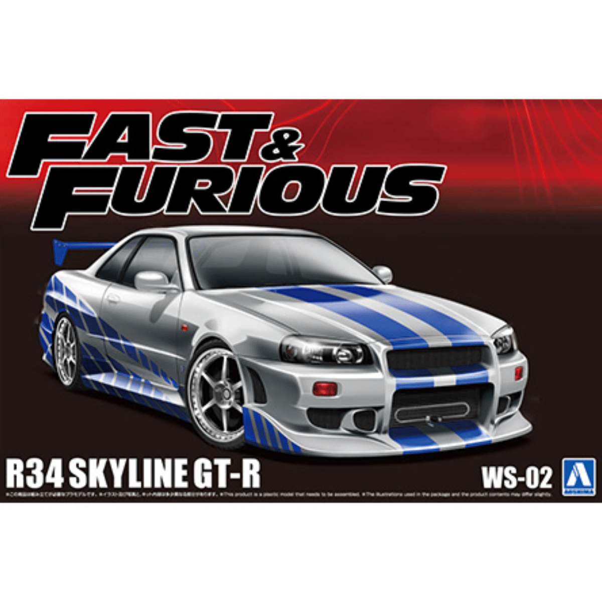 Aoshima 06795 Fast & Furious R34 Skyline GT - R Plastic Kit - 1:24 Scale - Phillips Hobbies
