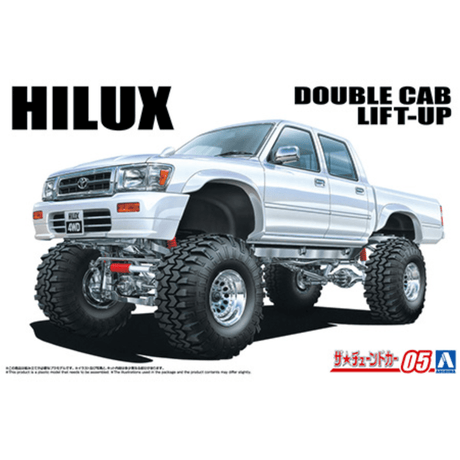 Aoshima 20088 Toyota Hilux LN107 Pick Up Double Cab Lift Up '94 - 1:24 Scale Plastic Kit - Phillips Hobbies