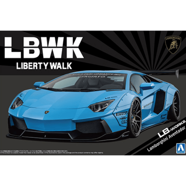 Aoshima 20232 LB Works Lamborghini Aventador Version 1 - 1:24 Scale Plastic Kit - Phillips Hobbies