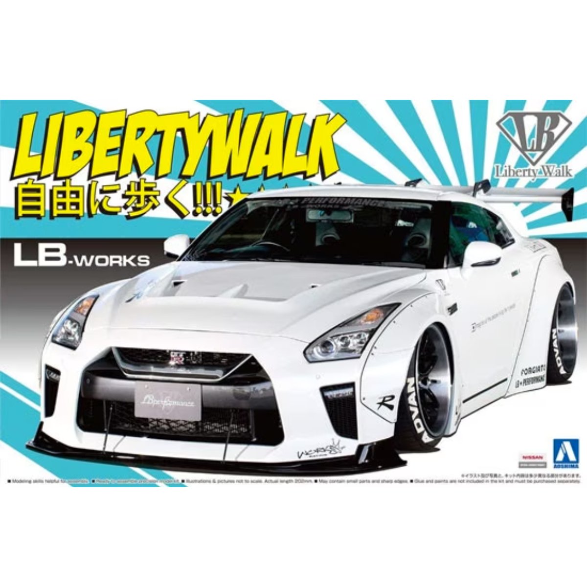 Aoshima Liberty Walk Nissan R35 GT-R Type 1.5 Plastic Kit - 1:24 Scale - Phillips Hobbies