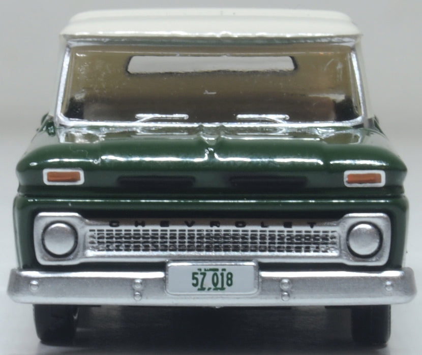 Oxford Diecast 87CP65008 1965 Chevrolet Stepside Pickup Dark Green/Ivory - 1:87 Scale