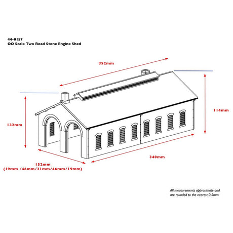 Bachmann 44 - 0157 Scenecraft Two Road Stone Engine Shed - OO Gauge - Phillips Hobbies