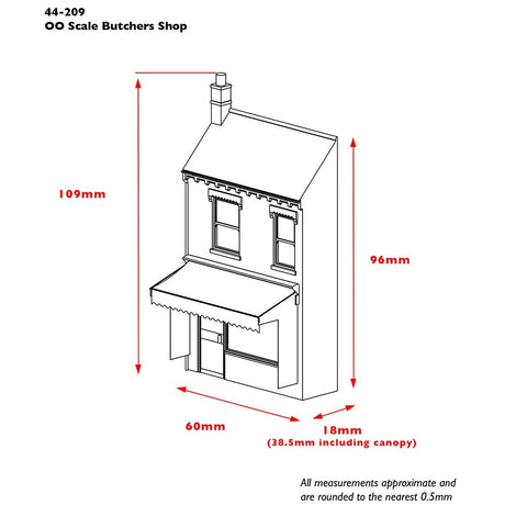 Bachmann 44 - 209 Scenecraft Low Relief Butchers Shop - OO Gauge - Phillips Hobbies
