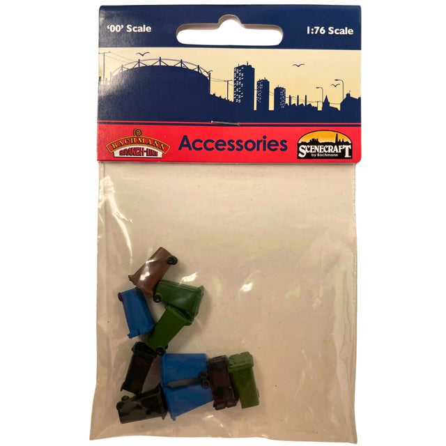 Bachmann 44 - 525 Scenecraft Domestic Wheelie Bins (x10) - OO Gauge - Phillips Hobbies